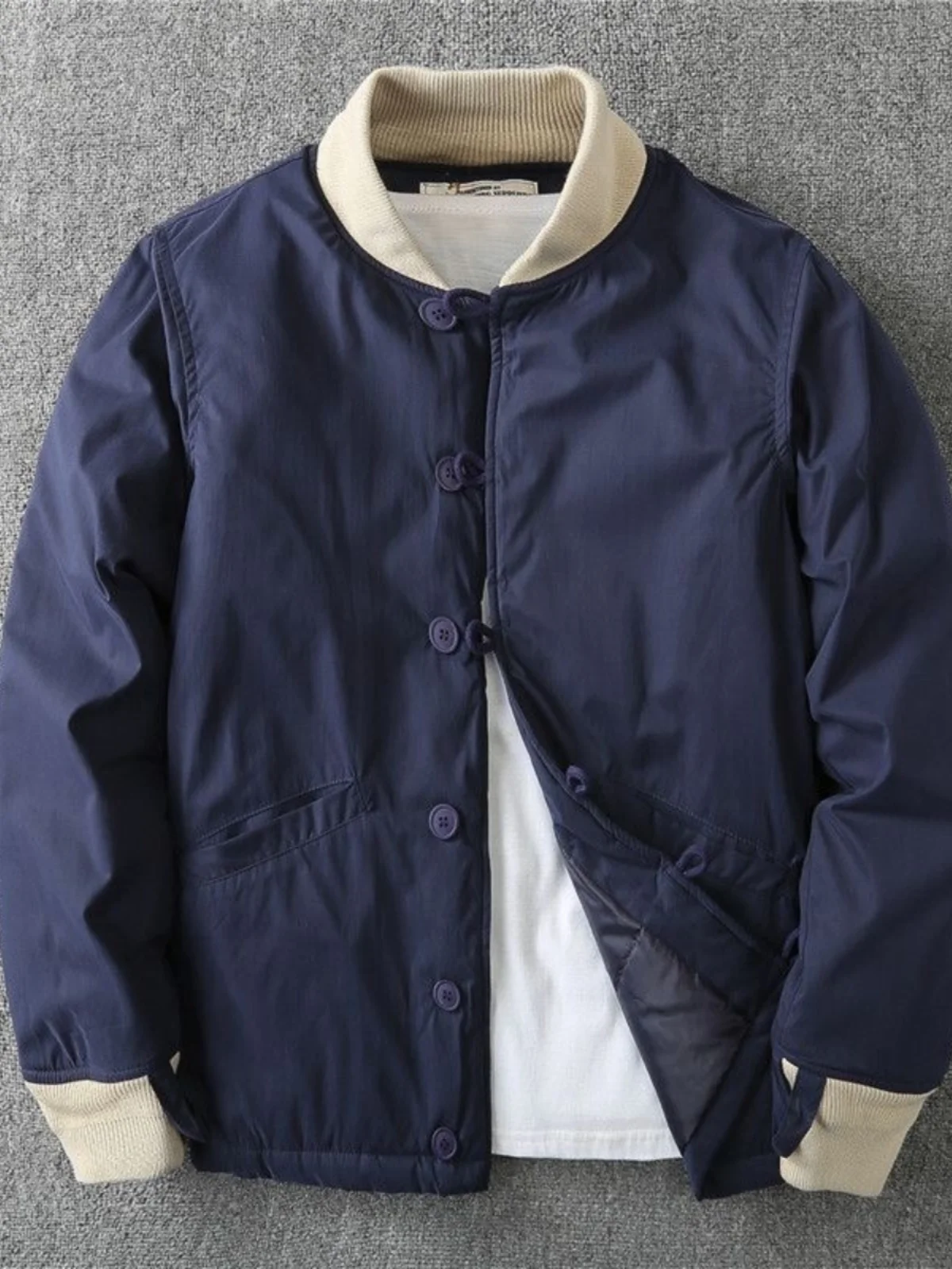 

Winter New Men's Casual Cotton Jaet Warm Baseball Sle Coat Thiened Polyester Fabric Long Sve Single Button Closure