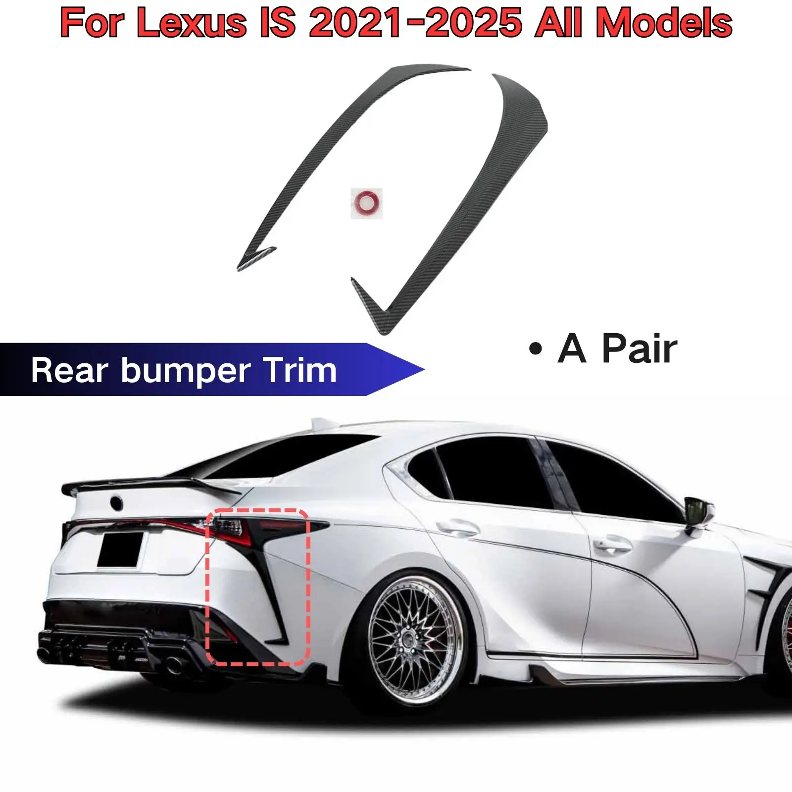 For 2021-2025 Lexus IS All Models IS300 IS350 F-Sport Rear Bumper Trim Glossy Black Car Accessories Carbon Fiber Painted Plastic