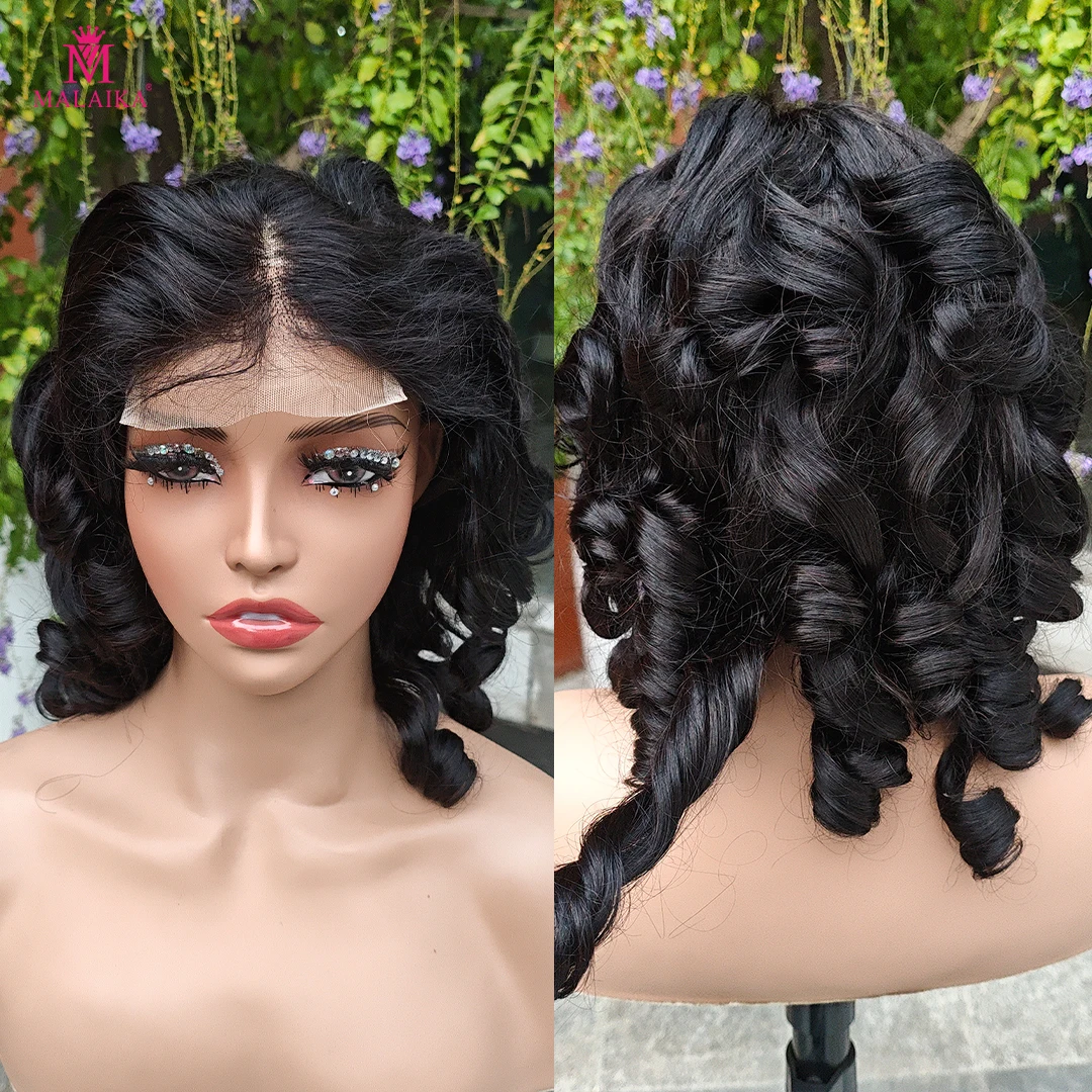 

280% Density 4X4 Frontal Lace Wigs Human Hair Women Wig With Curly Spiral Ends Pre Cut Hair Wig Natural Black 99J 4/27