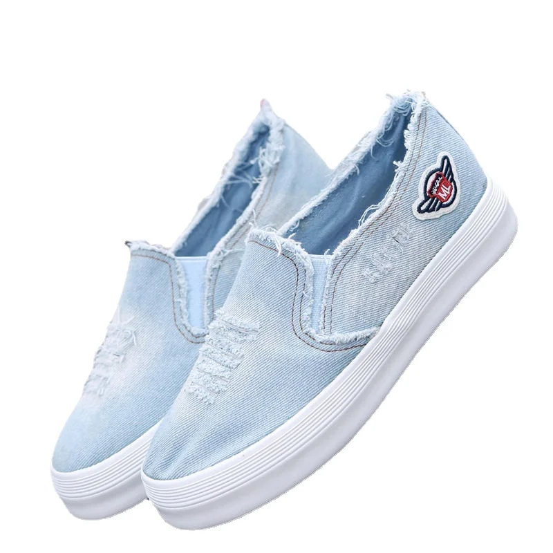 Shoes For Women Denim Canvas Woman Footwear High On Platform Loafers Low Comfortable And Elegant With Stylish Autumn Price