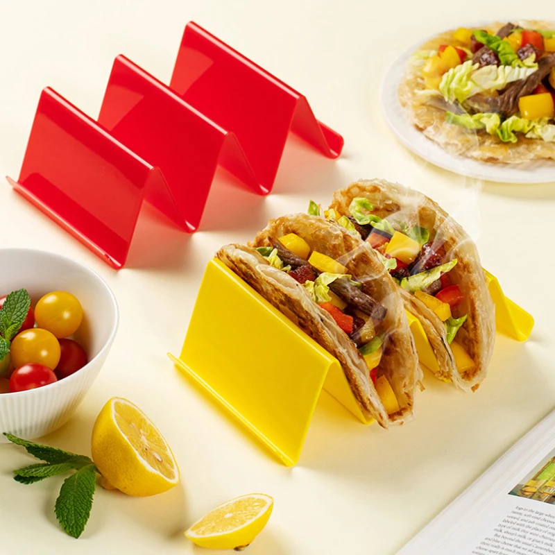 6Pcs Taco Holder Stands Set Colorful Mexican Taco Holders Soft Shells Wave Shape Food Hard Stand Pancake Shelf Kitchen Tool Kit