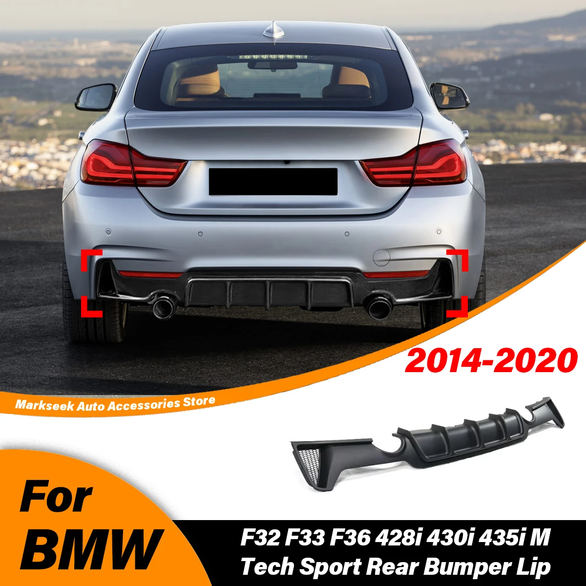 ل BMW F32 F33 F36 428i 430i 435i M Tech Sport 2014 2015 2016 2017 2018 2019 2020 السيارات المصد الخلفي سبويلر الشفاه طقم الجسم #1
