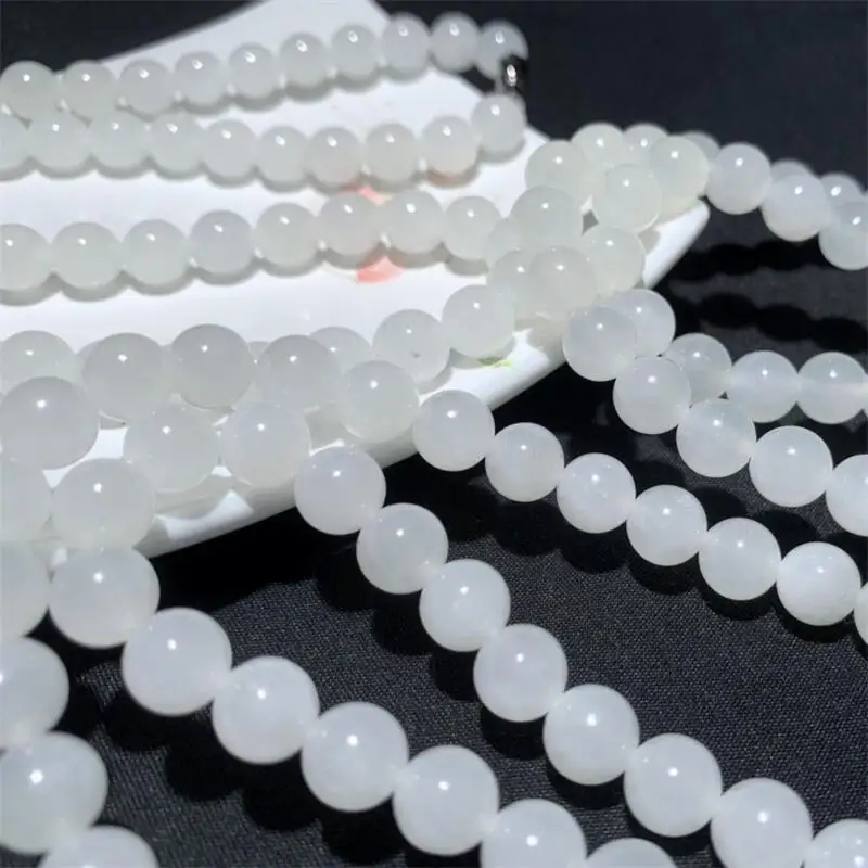 7.8MM Natural White Hetian Jade Necklace Reiki Gemstone Fashion Jewelry Fengshui Women Healing Lucky Energy Gift 1pcs