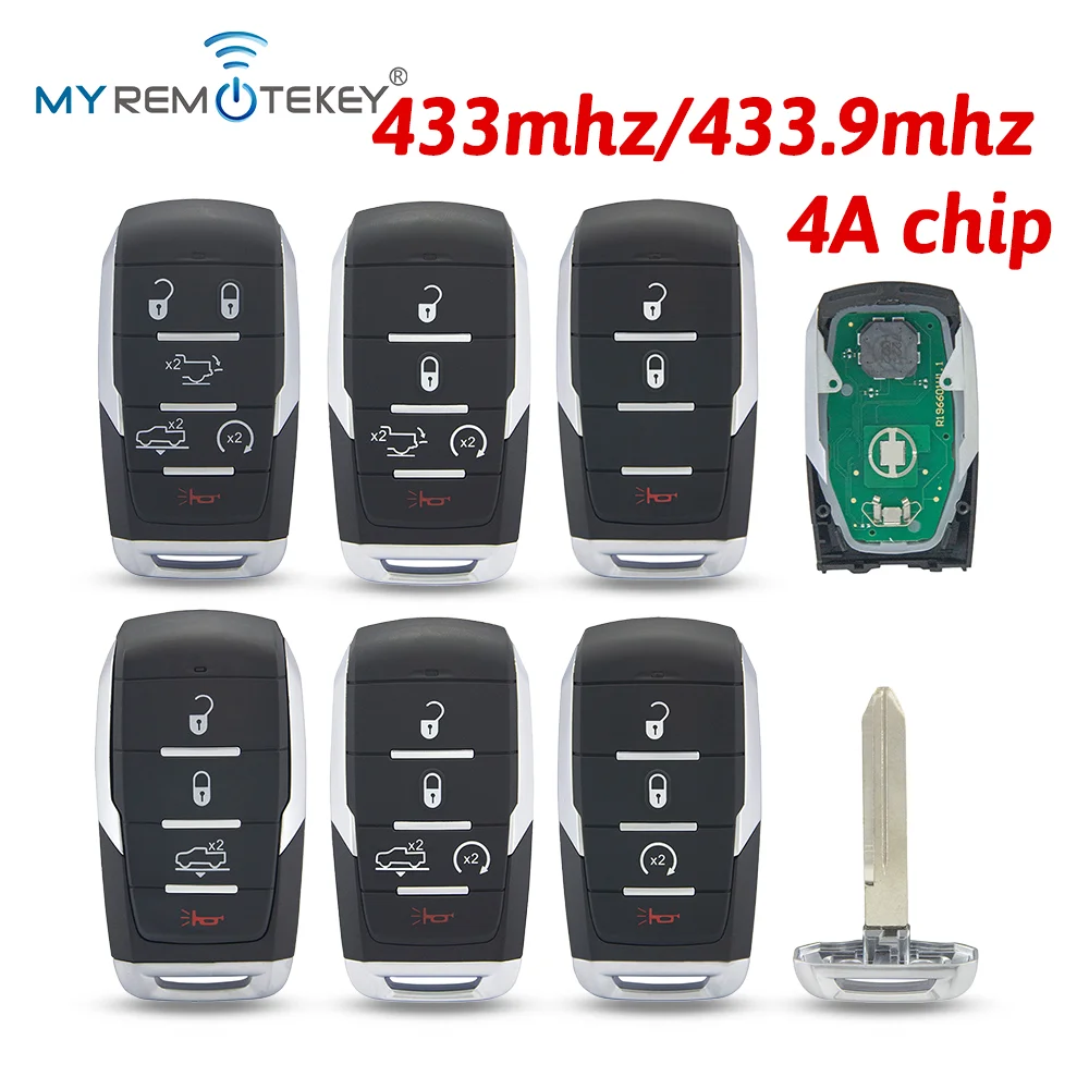 

REMTEKEY OHT-4882056 Smart Key 3/4/5/6 Button 433/433.9mhz 4A chip for Dodge Ram 1500 Pickup