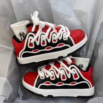 남성 여성 운동화 플러스 사이즈 41 42 여성 캐주얼 신발 패션 Chunky 운동화 여성 두꺼운 단독 레트로 스포츠 신발 빵 신발