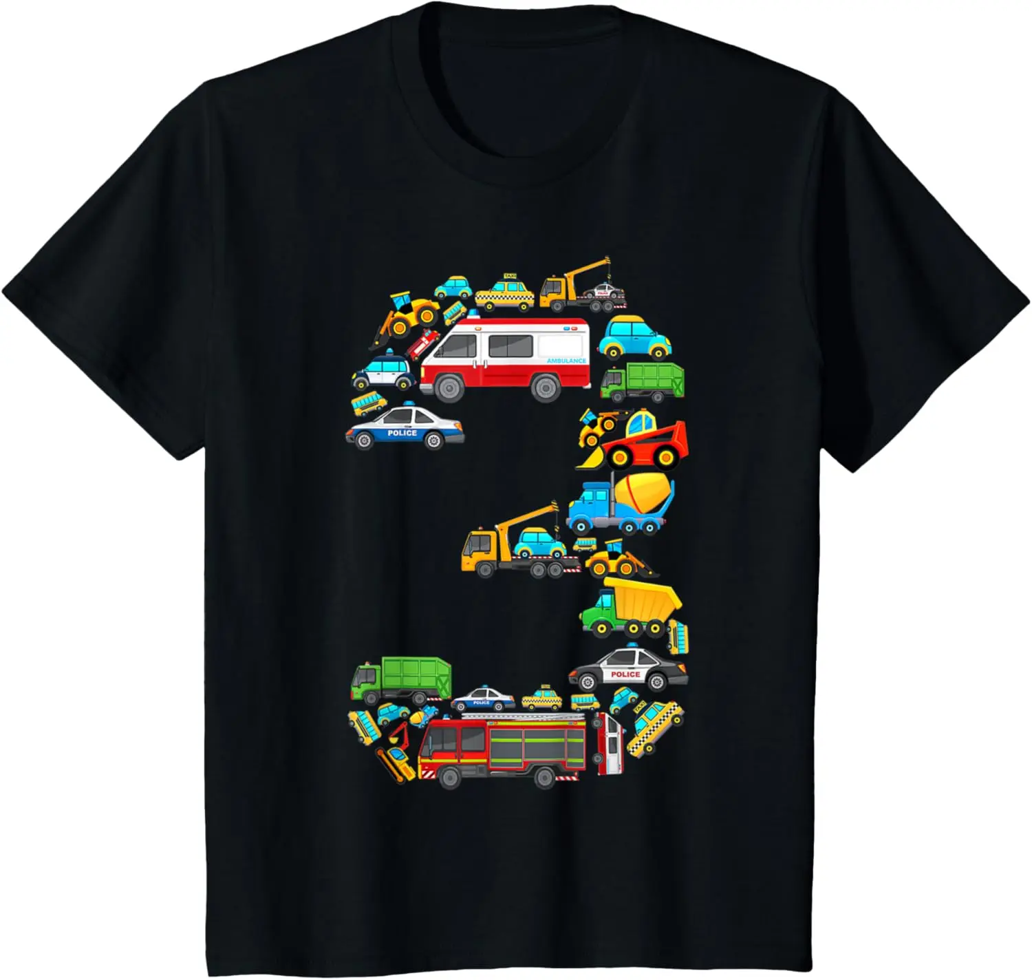 

Kids Kids 3 Year Old Transportation Birthday Car Train Plane 3rd T-Shirt