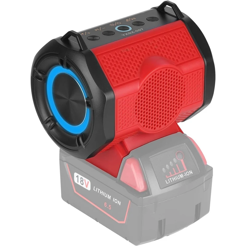 Cordless Wireless Speaker,Blue Tooth Speaker For Milwaukee 18-20V Battery Power Tool (Battery Not Included) Easy To Use