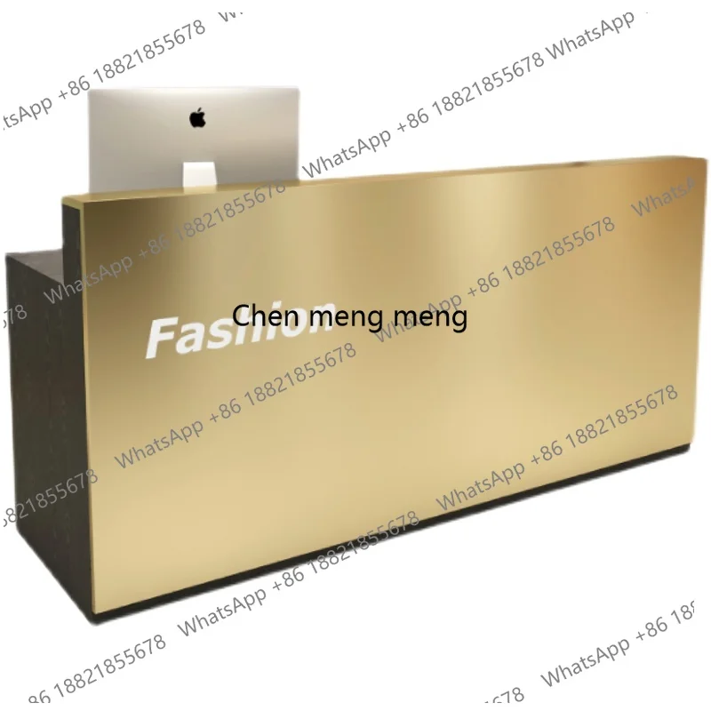 Stainless steel bar checkout page store small clothing store simple modern front desk barber shop beauty salon reception desk