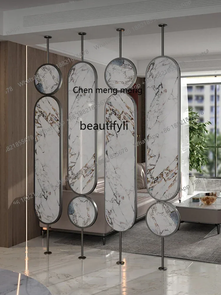 ss cn8350 ss 8350 Light Luxury Stainless Steel Folding Screen Partition Living Room Entrance Light Luxury Creative Nordic Entran