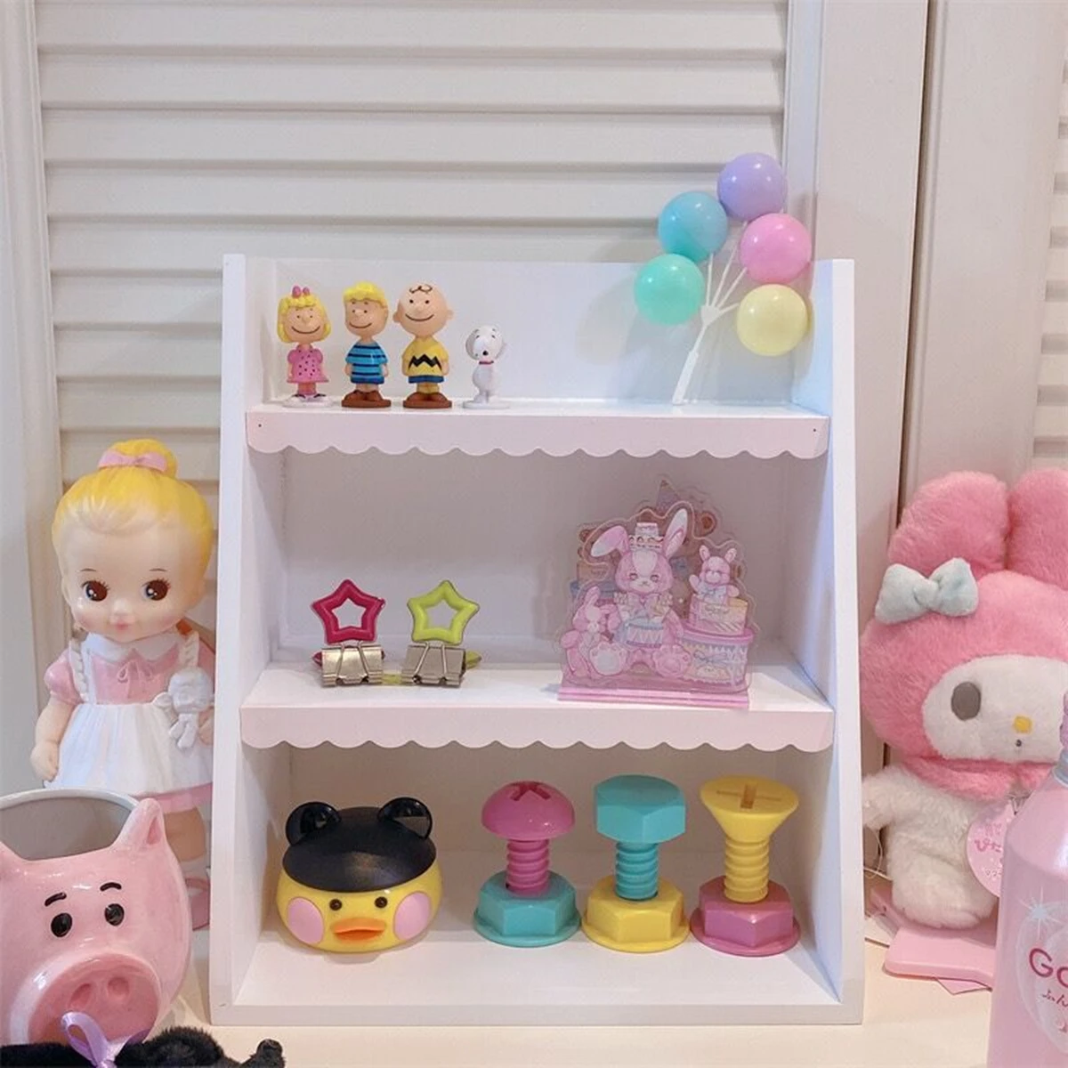 Pink Kawaii Girl Storage Rack, Wooden, Cute Desktop Storage Rack, Makeup Rack, Home, Bedroom Decoration Ornaments, Wall Shelves