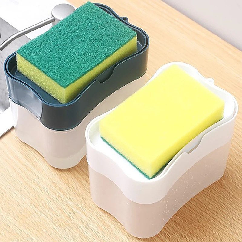 1PC Dish Soap Dispenser For Kitchen,Liquid Soap Dispenser Kitchen SoapDispenser With Sponge Holder,Kitchen Production Foam Tool image 4