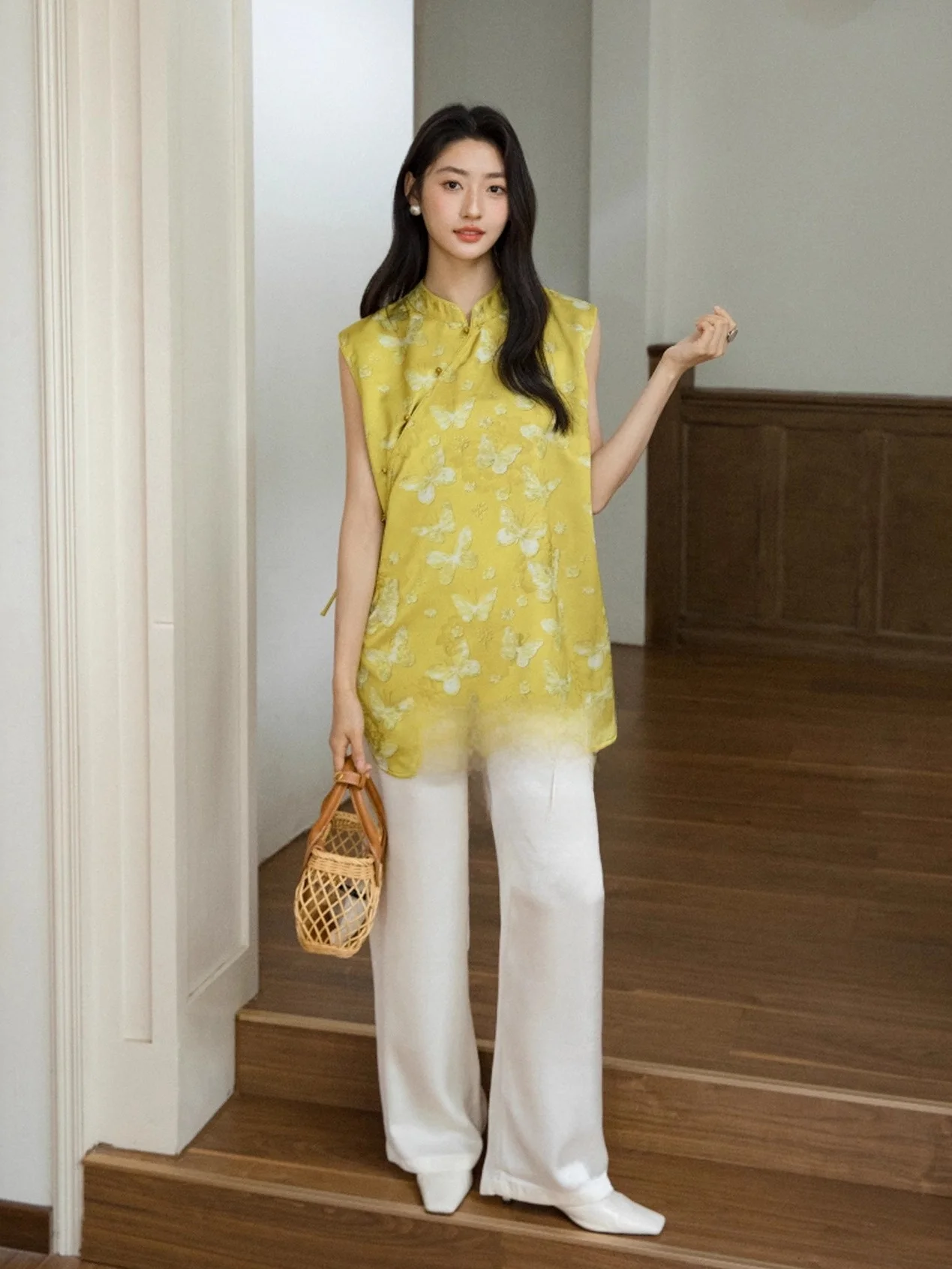 

Женские брюки Ele National Sle из ацетатного атласа с вышивкой, с высокой талией, свободного прямого кроя, в комплекте