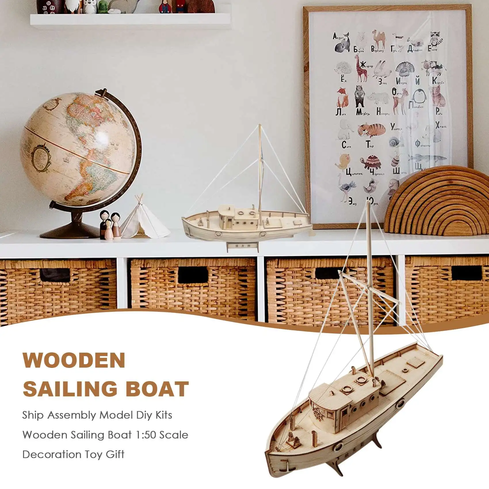 Sunshine-Modèle d'assemblage de bateau à voile en bois, kits de bricolage, décoration à l'échelle 1:30, cadeau jouet