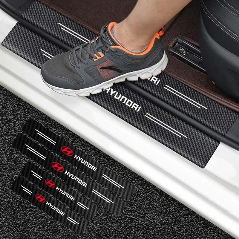 4 Uds pegatina de protección de umbral de puerta de coche antiarañazos sucio para Hyundai I30 Accent Creta Kona IX35 I10 I40 Getz Sonata Elantra