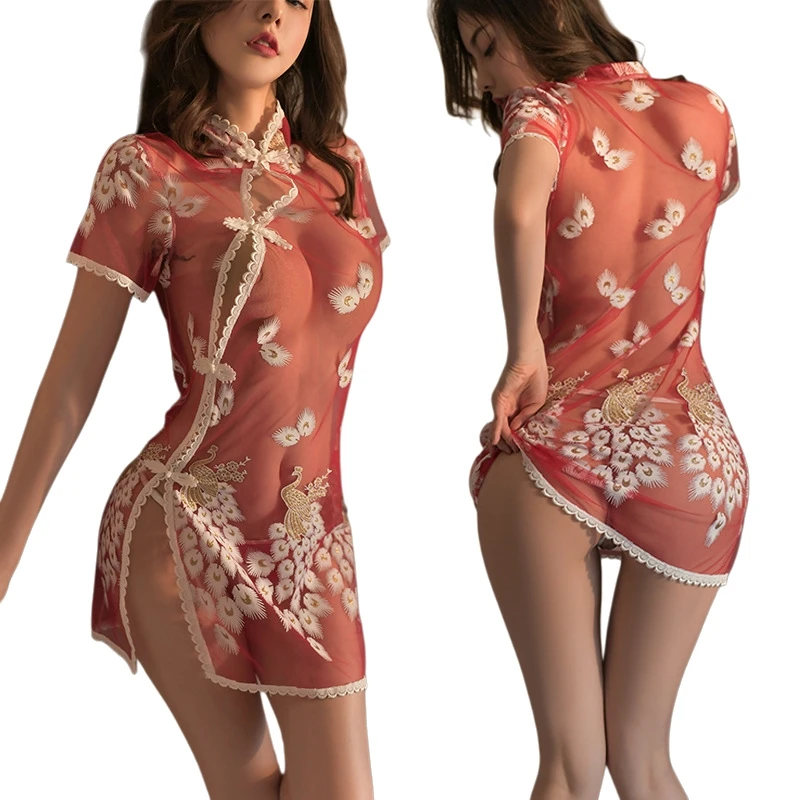Cheongsam de estilo chino con estampado de perspectiva de Anime, lencería Sexy, vestido Qipao erótico, disfraces de Cosplay, cama de tentación Porno, muñeca bebé
