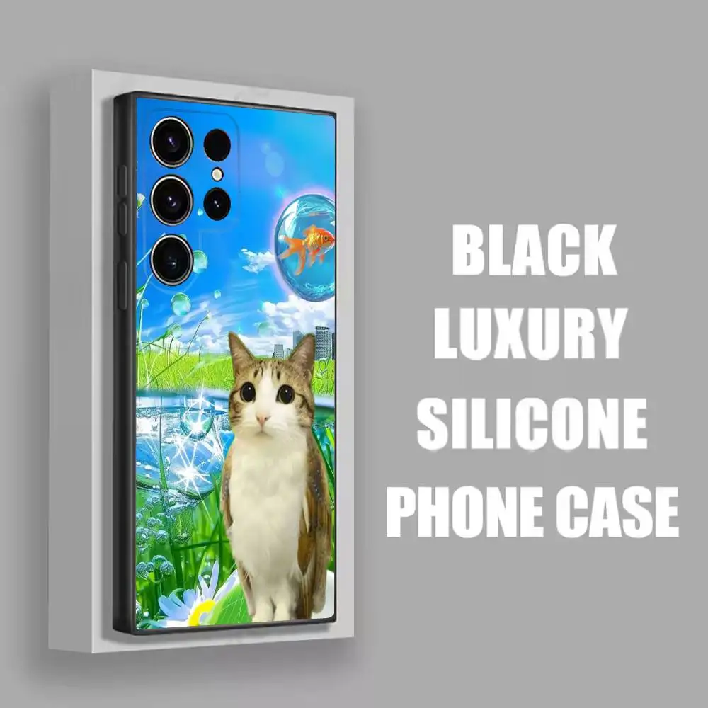 F-Frutiger Aero Fish Cat funda de teléfono para Samsung S25,S24,S20,S22,S23,S30,S21,5G,Fe,Lite,Ultra,Plus carcasa negra