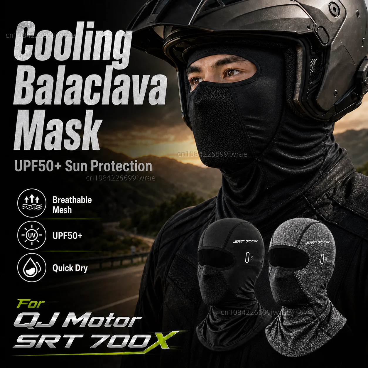 Cooling Motorcycle Balaclava Mask UPF50+ UV Protection Breathable Face Cover Summer For QJ Motor SRT 700X SRT 700X SRT 700X