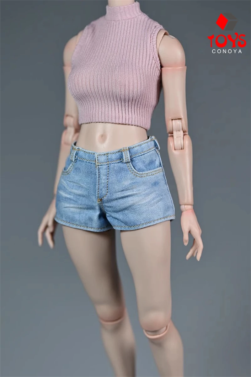 1/6 Scale Fashionable Classic Sexy Basic Versatile Girls Hot Denim Shorts Fit 12” AT201 AT203 Female Soldier Action Figure Body