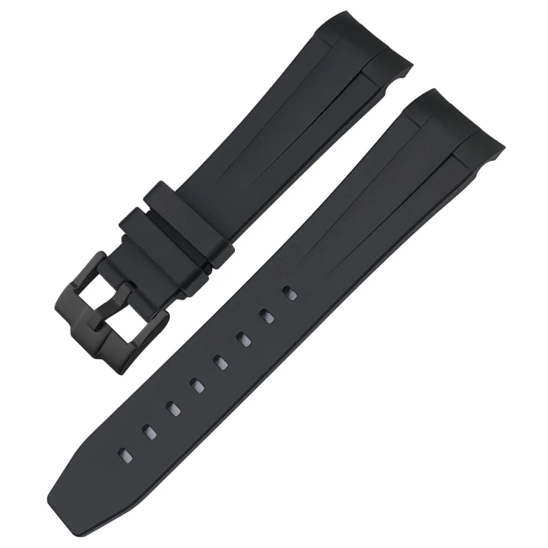 21mm Natural Rubber Watch Strap Silicone Watchband for Longines L3 Hydroconquest 642 781 782 785 841 Black Blue Grey Green view 5