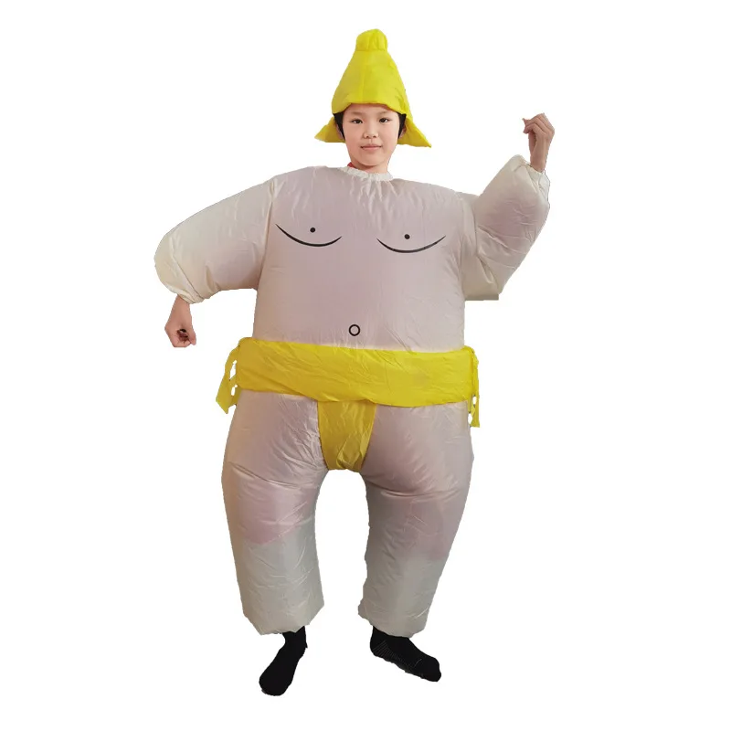 Sumo aufblasbares Kostüm Geburtstag Dress Up Party lustige Requisiten Mann Frauen Kind Erwachsene Halloween Cosplay Kostüm Anzug mit Hut und Fan