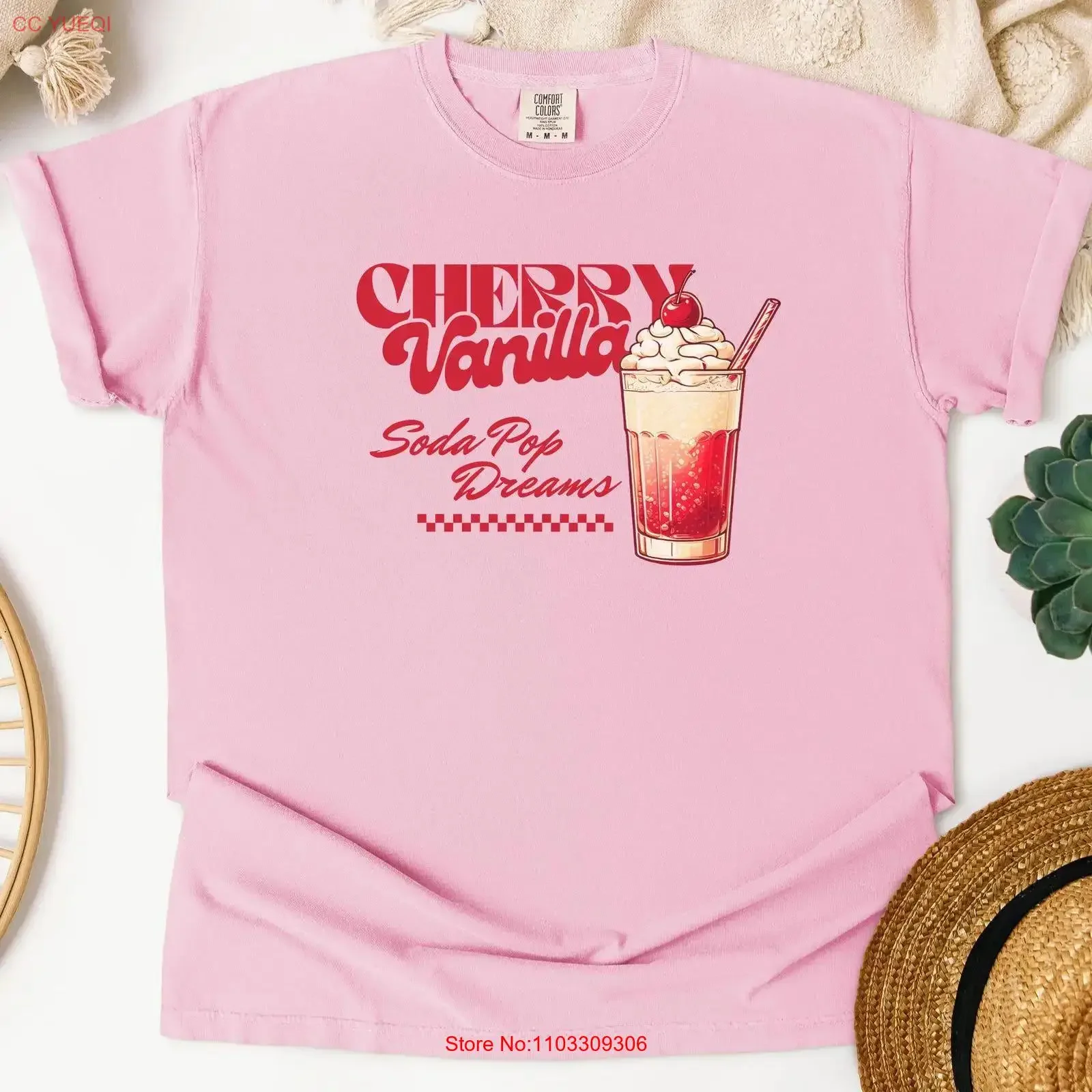 Camiseta Cherry Vanilla Soda Pop Dreams Old Fashioned Fizz Sundae Float School Cream vintage lavada elástica cómoda suave