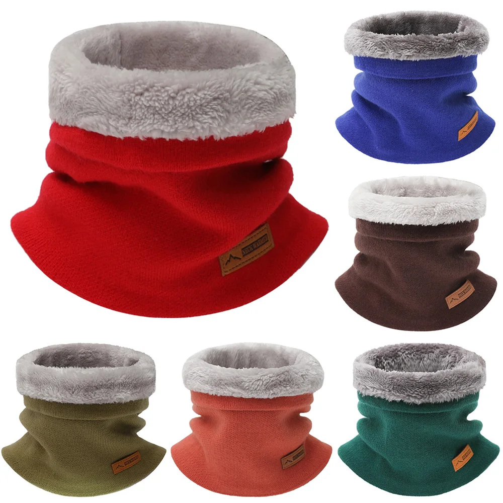 Winter Thicken Plush Neck Warmer Solid Color Wool Fur Face Mask Neck Scarves Soft Unisex Skating Warm Scarves Neckerchief