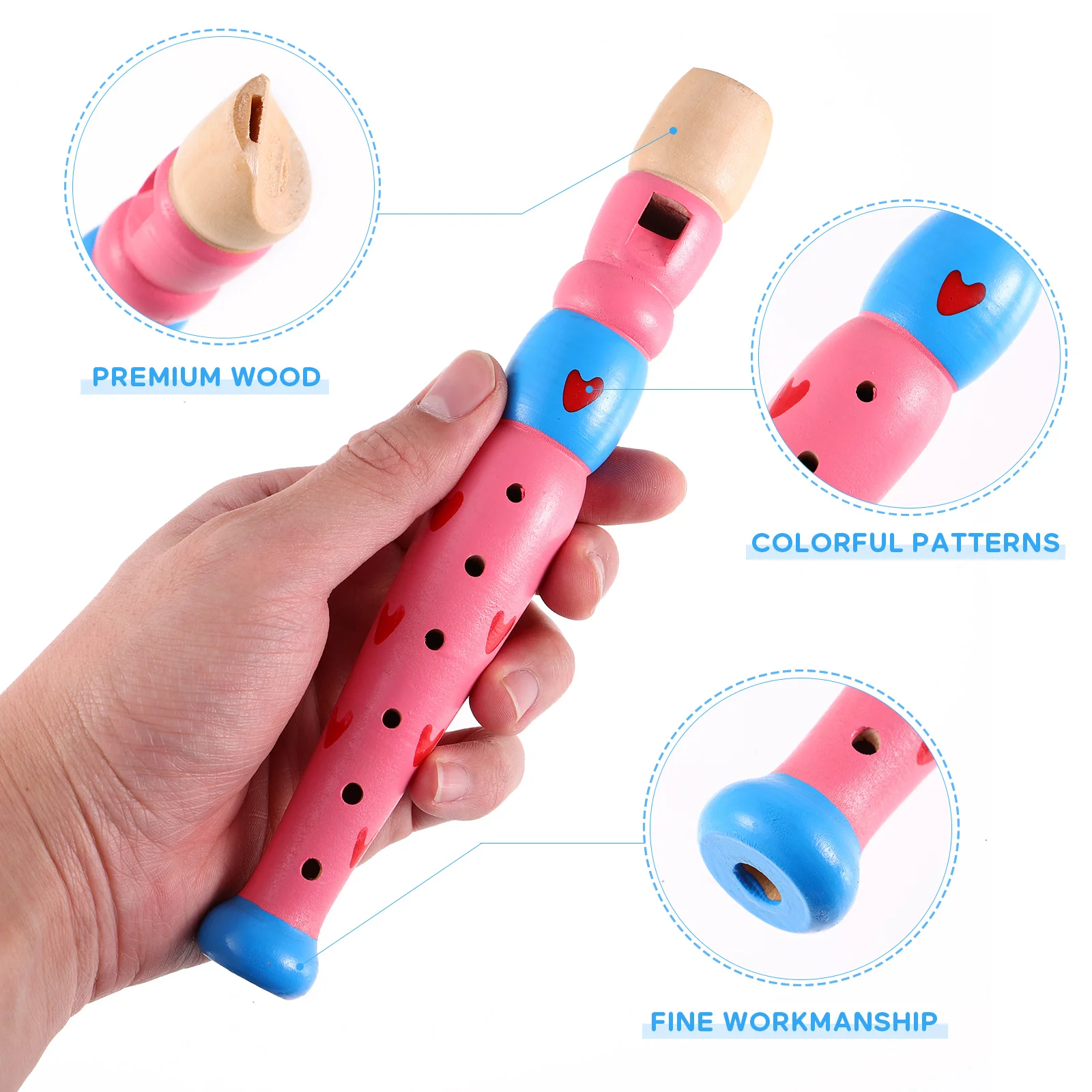 Wooden Recorder Children Musical Instruments Flute Piccolo for Kids 6 Hole Early Education Toys Toddler