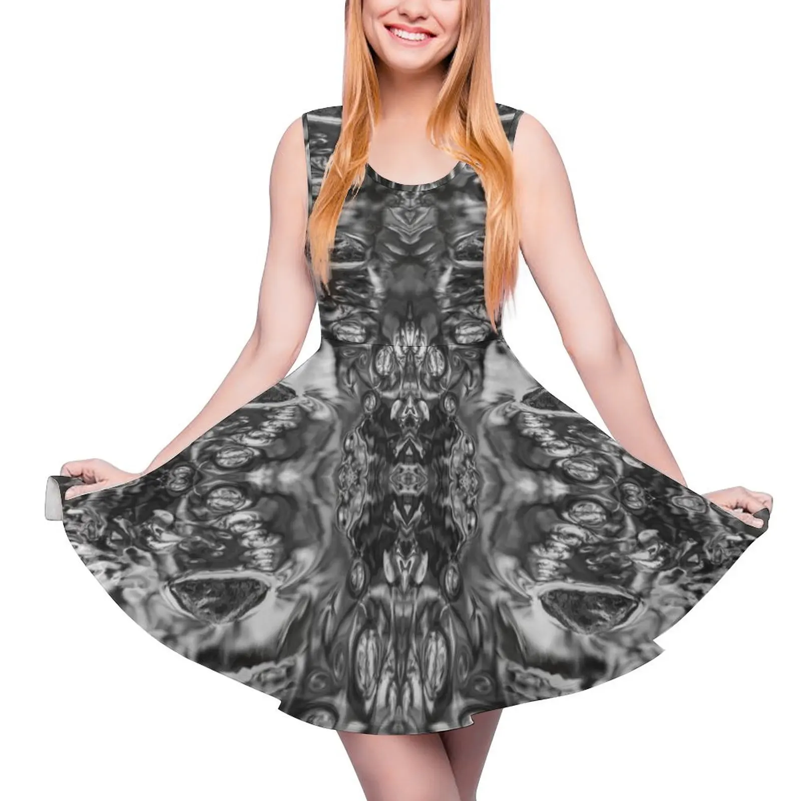 

Abstract Ripples Sleeveless Dress summer dress korean women Dresses gala dress korean style