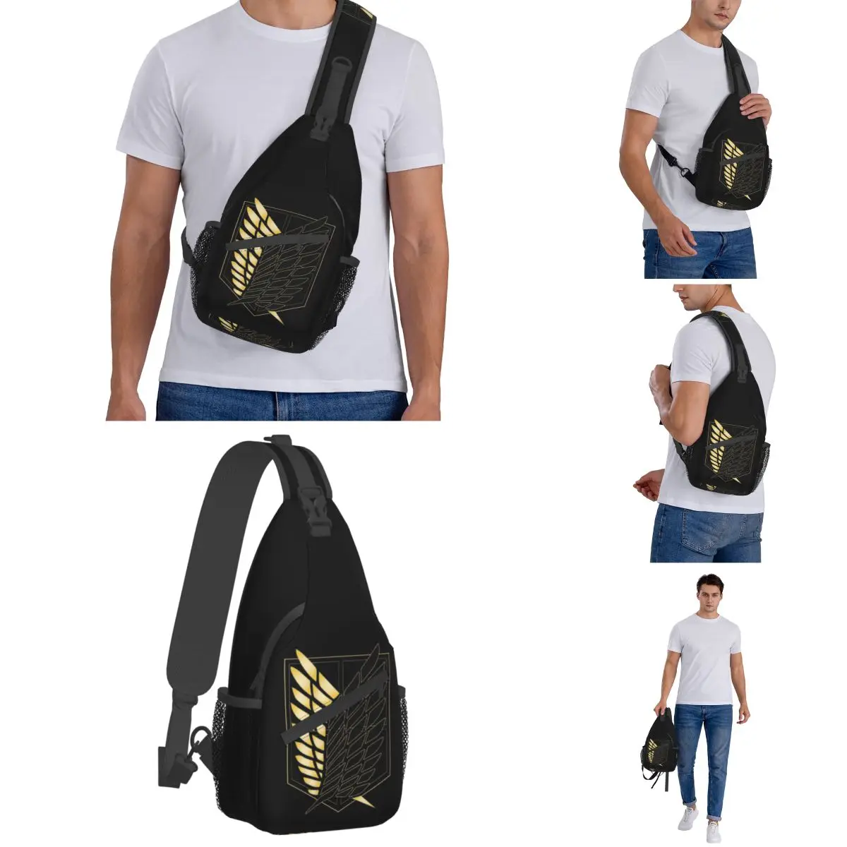 Bolso cruzado Shingeki No Kyojin Attack On Titan, bandolera de pecho impresa, mochila de hombro de Anime, mochila de día, viaje, senderismo, ciclismo