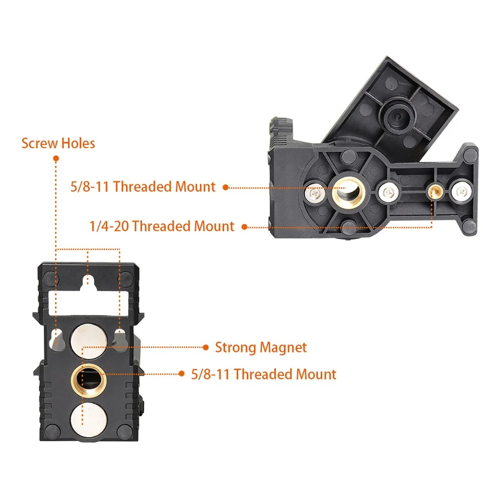 Huepar Multifunctional L-shape Magnetic Bracket Laser Level Adapter With Adjustable Magnetic Pivoting Base to 180 Degree Holder