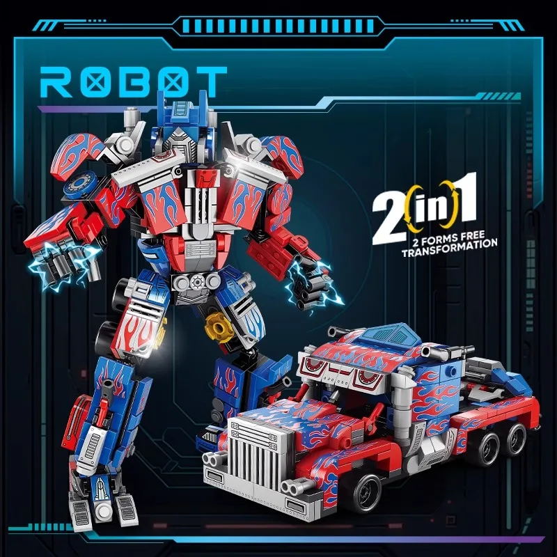 Transformable Mecha หุ่นยนต์บล็อกอาคาร City MOC Racing รถอิฐของเล่นหุ่นยนต์ชุดสําหรับเด็กวันเกิดคริสต์มาสของขวัญ