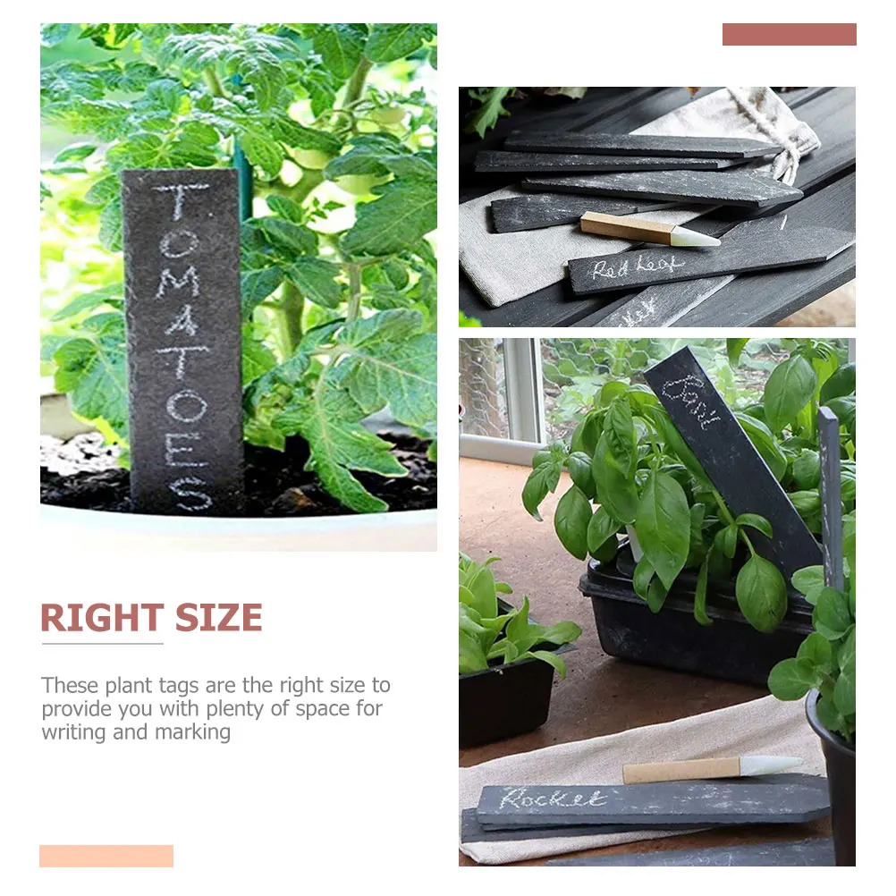 

6pcs Stone Plant Tags Garden Markers Reusable Waterproof Blackboard Labels For Succulents Cacti Flowers Fruit Trees Potted