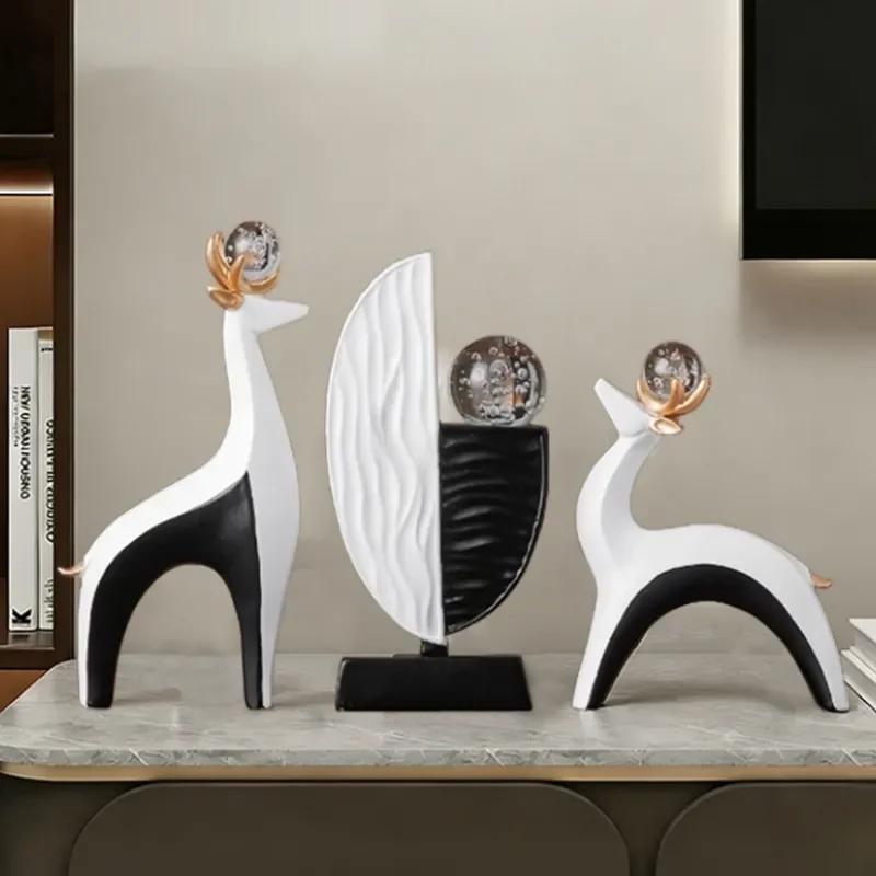 for Creative Home Lucky Deer Ornament Pair Light Luxury High End Entrance Living Room Wine Cabinet TV Cabinet Office