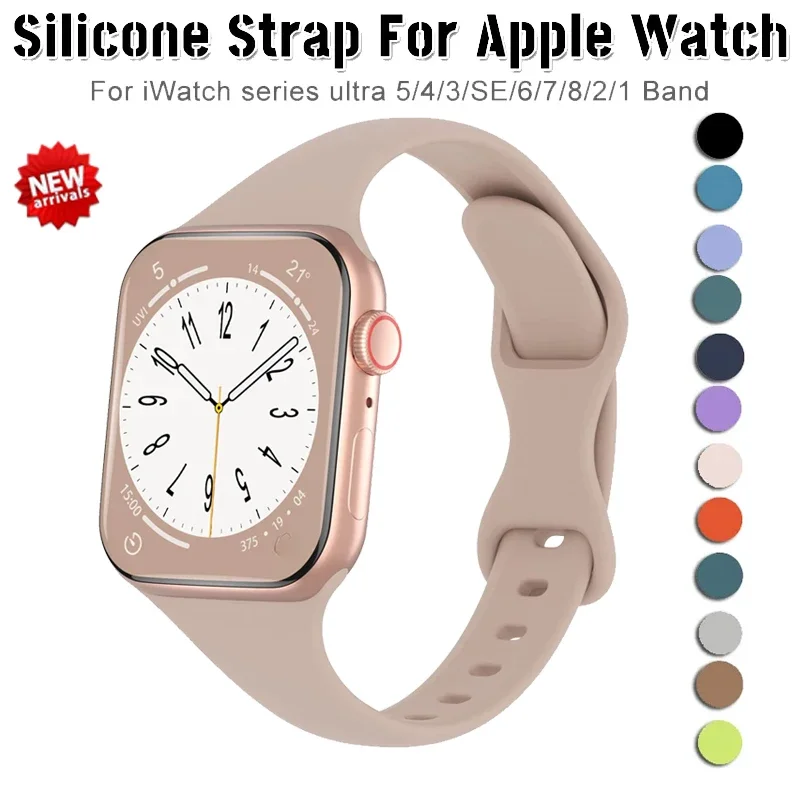 Silicone Strap for Apple Watch Ultra 49mm 8 7 45mm 44mm 42mm 41mm 40mm 38mm Elastic Belt Bracelet IWatch series SE 6 5 4 32 band