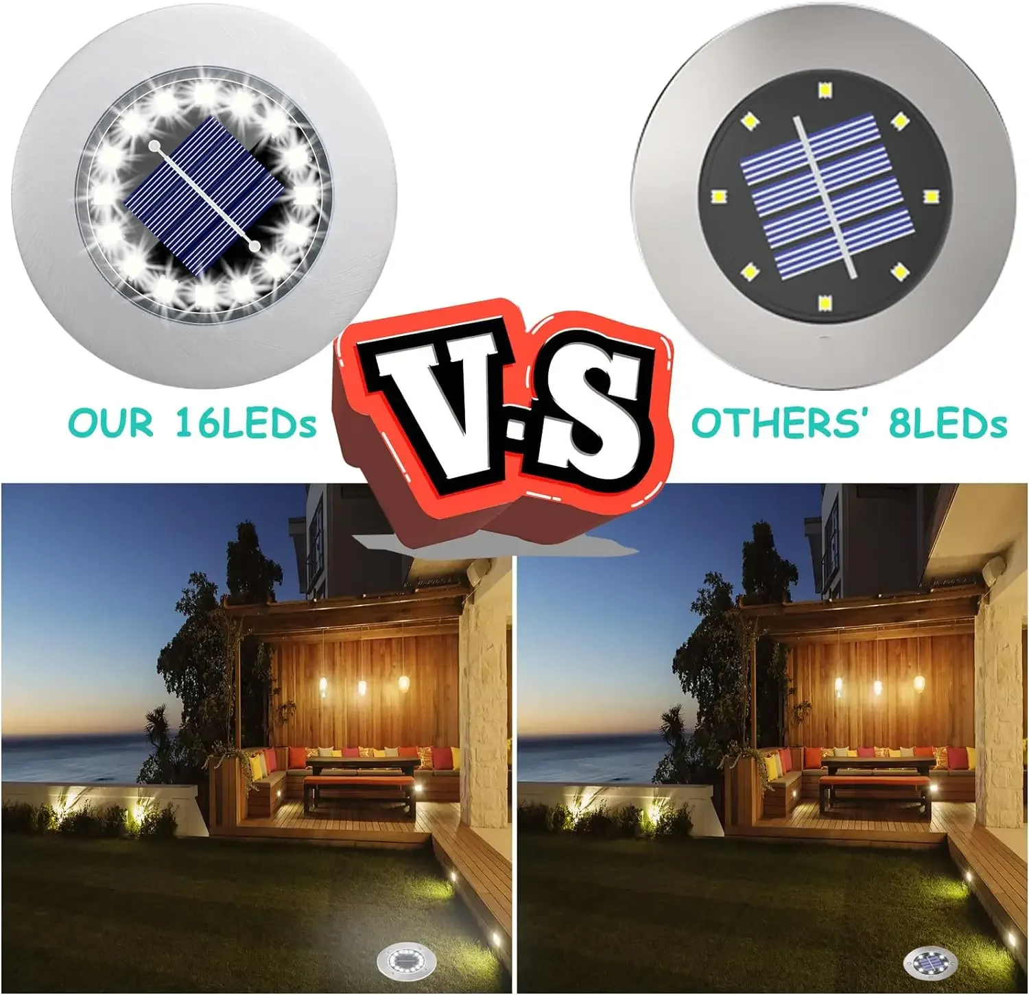 16 LEDs Bright Solar Ground Lights Outdoor Waterproof Solar Led light for Pathway Garden Yard Lawn Walkway Driveway Decoration