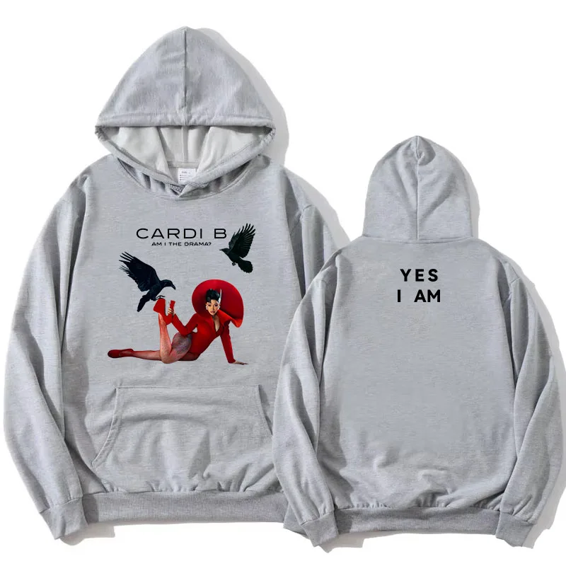 هل أنا الدراما؟ ألبوم هوديس كاردي بي سنجر جرافيك بلوزات طويلة الأكمام موضة البلوفرات النسائية ملابس النساء طباعة القمم