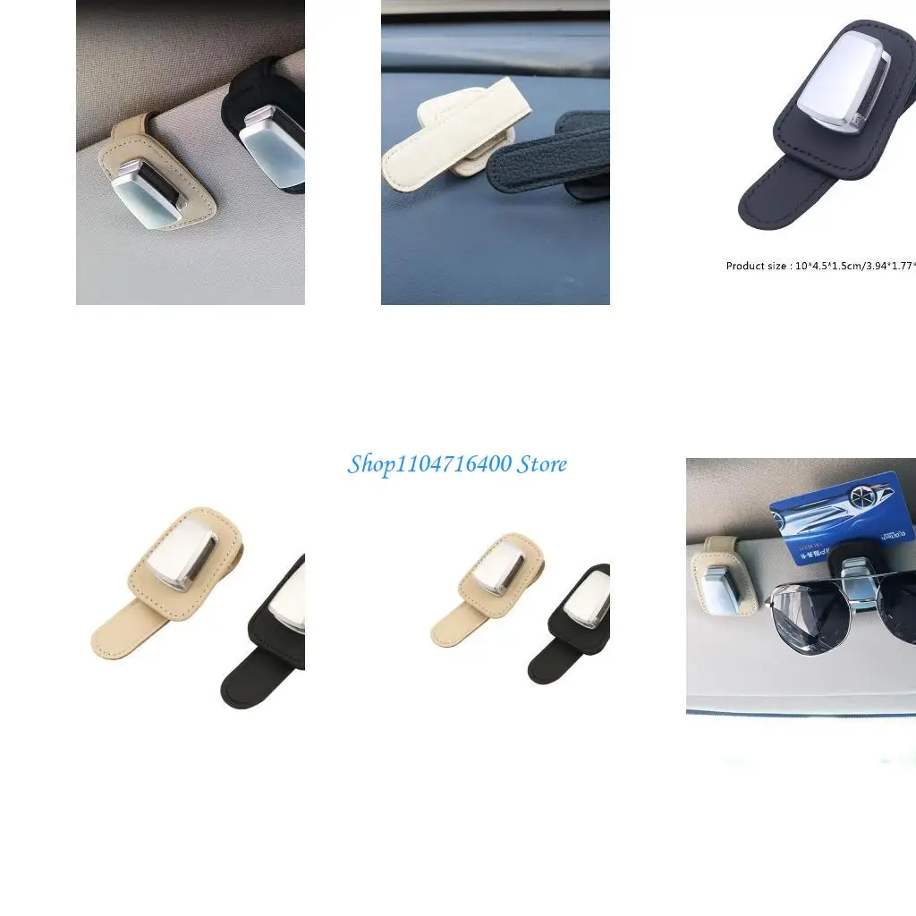 

y1gd Sunglass Holder Car Storage Keys Receipts Tickets Driving License Black Leather