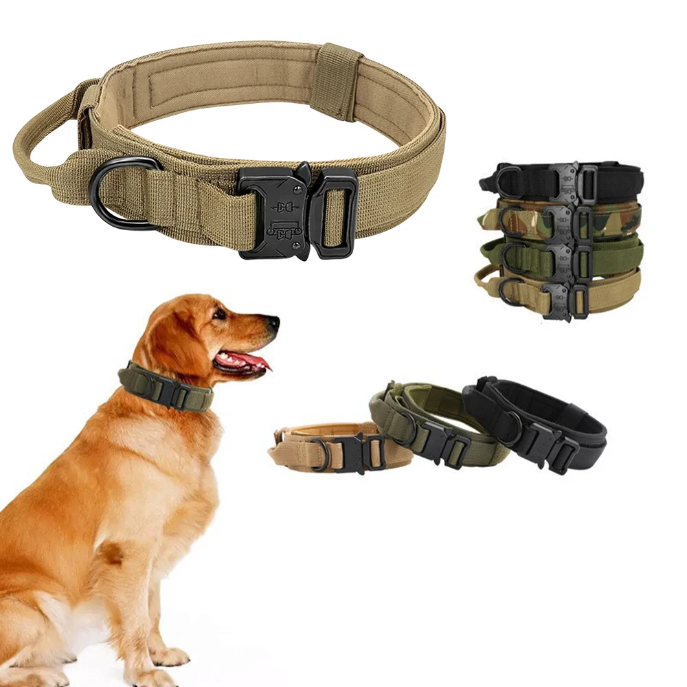 Durable Tactical Police Dog Collar Military Adjustable Duarable Nylon German Shepard For Medium Large  Training Pet Accessories