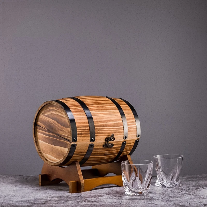 

Pine wood old ice wine glass packaging wooden box gift box ice wine stone wine barrel style whisky set