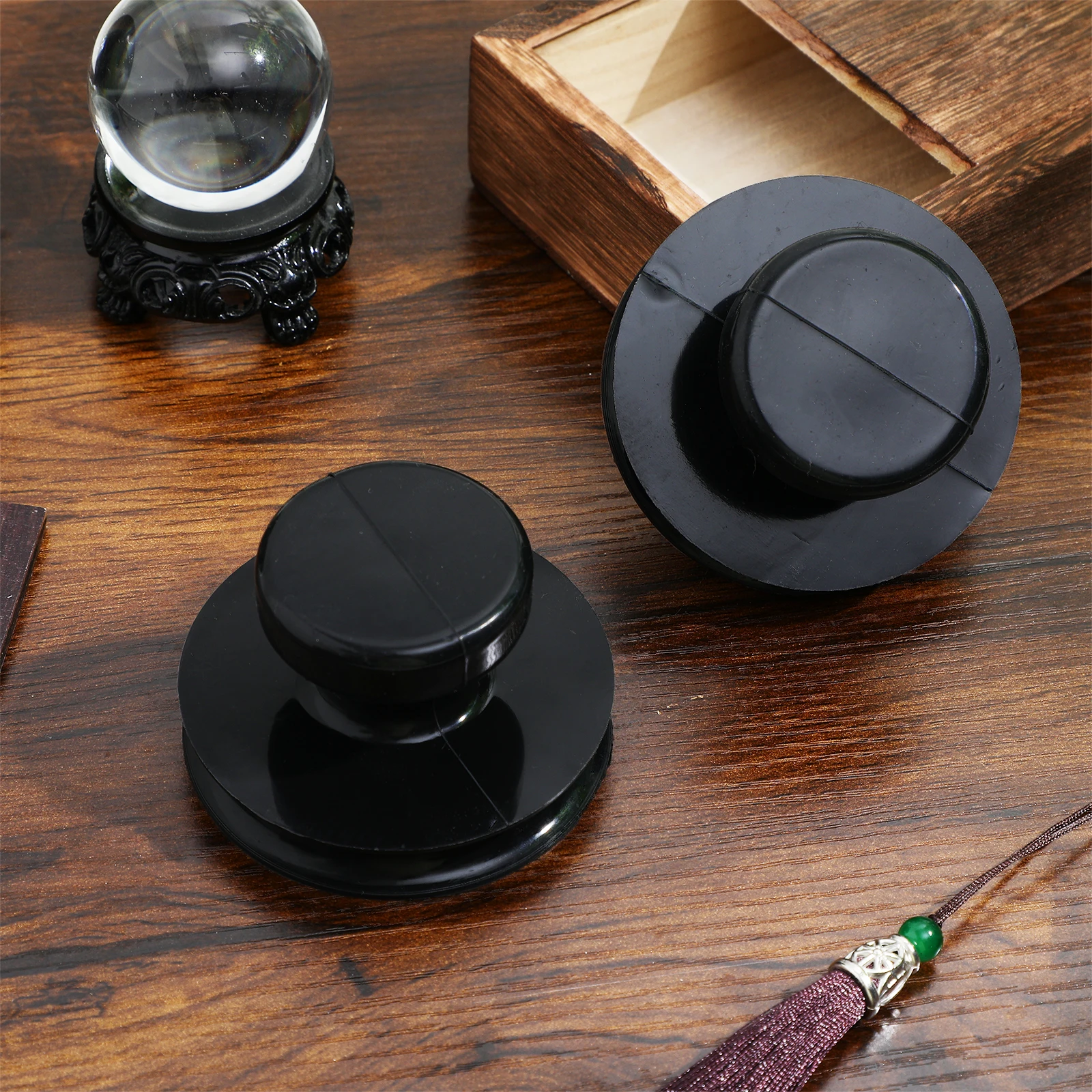 

2 Pcs Buddha Sound Bowl Suction Cup Singing Meditation Key Cups Holder Lifter for Small
