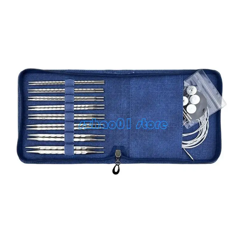 

85LA 8 Pairs Square Knitting Needle Set with Accessories Circular Knitting Needle