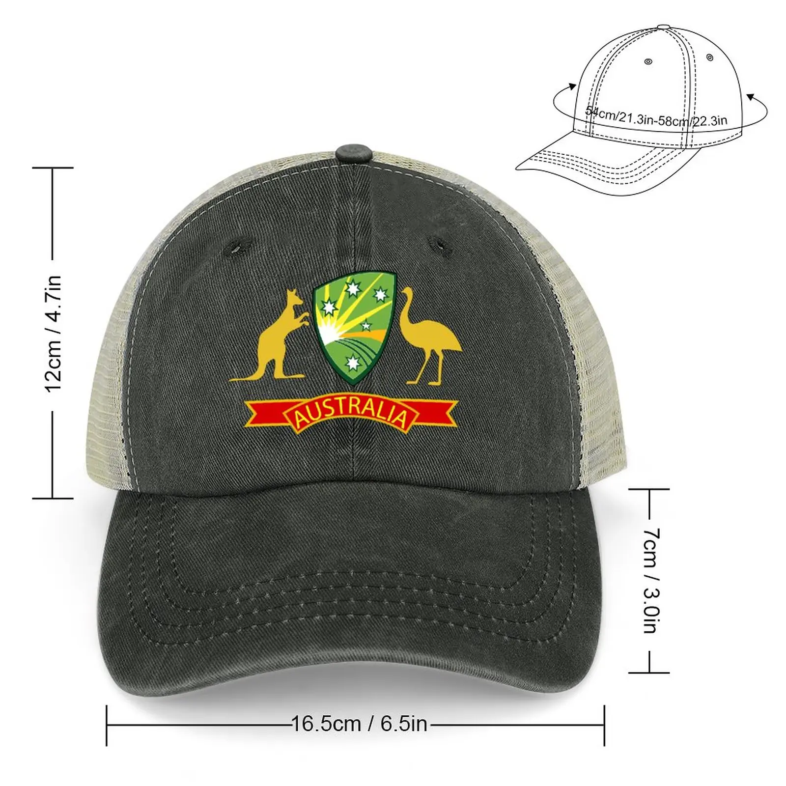 AUSTRALIA CRICKET LOGO-OFFICIAL Cowboy Hat Sun Cap Golf Women Beach Fashion Men's