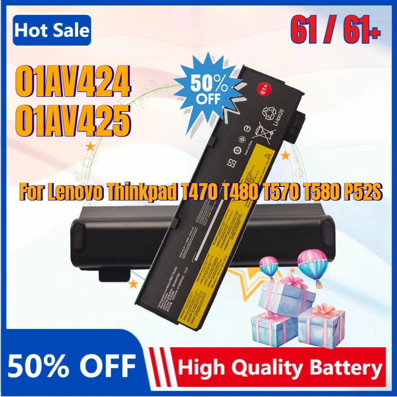 

SB10K97582 01AV425 SB10K97581 01AV424 01AV421 SB10K97578 Battery for Lenovo Thinkpad T570 T470 T580 T480 A475 A485 P51 P52S 61+