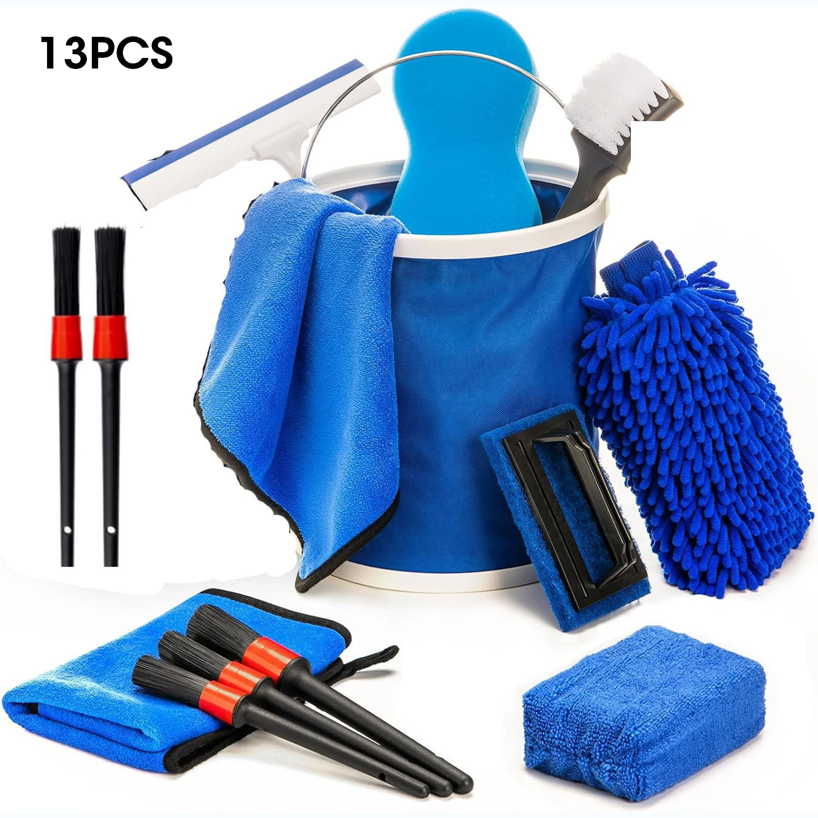 

13PCS Car Detailing Brush Set Multifunctional Detail Brushes Sponge Towel Auto Cleaning Kit for Car Wash Maintenance