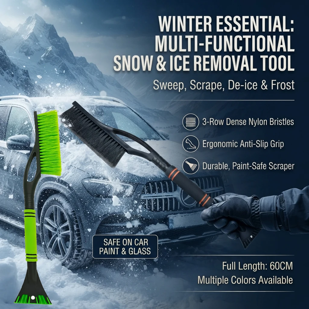 Winter Essential Car Snow Brush Scraper Vehicle Mounted Snow Plough De Icing Tool Auto Windshield Accessories
