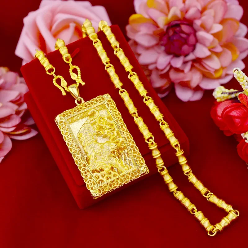 

Men's Fashionable Thick Gold 9999 24K Real Gold Pendant Gold Dominance Fashion Tiger Brand 999 Pendant for Man Father