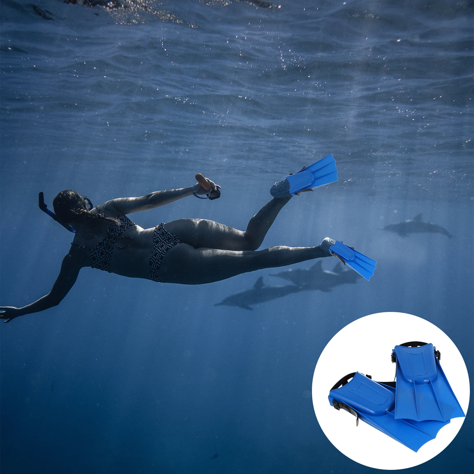 

Swimming Adult Training Rubber Flippers Durable Comfortable Material Non Slip Bottom Short Blades Swim