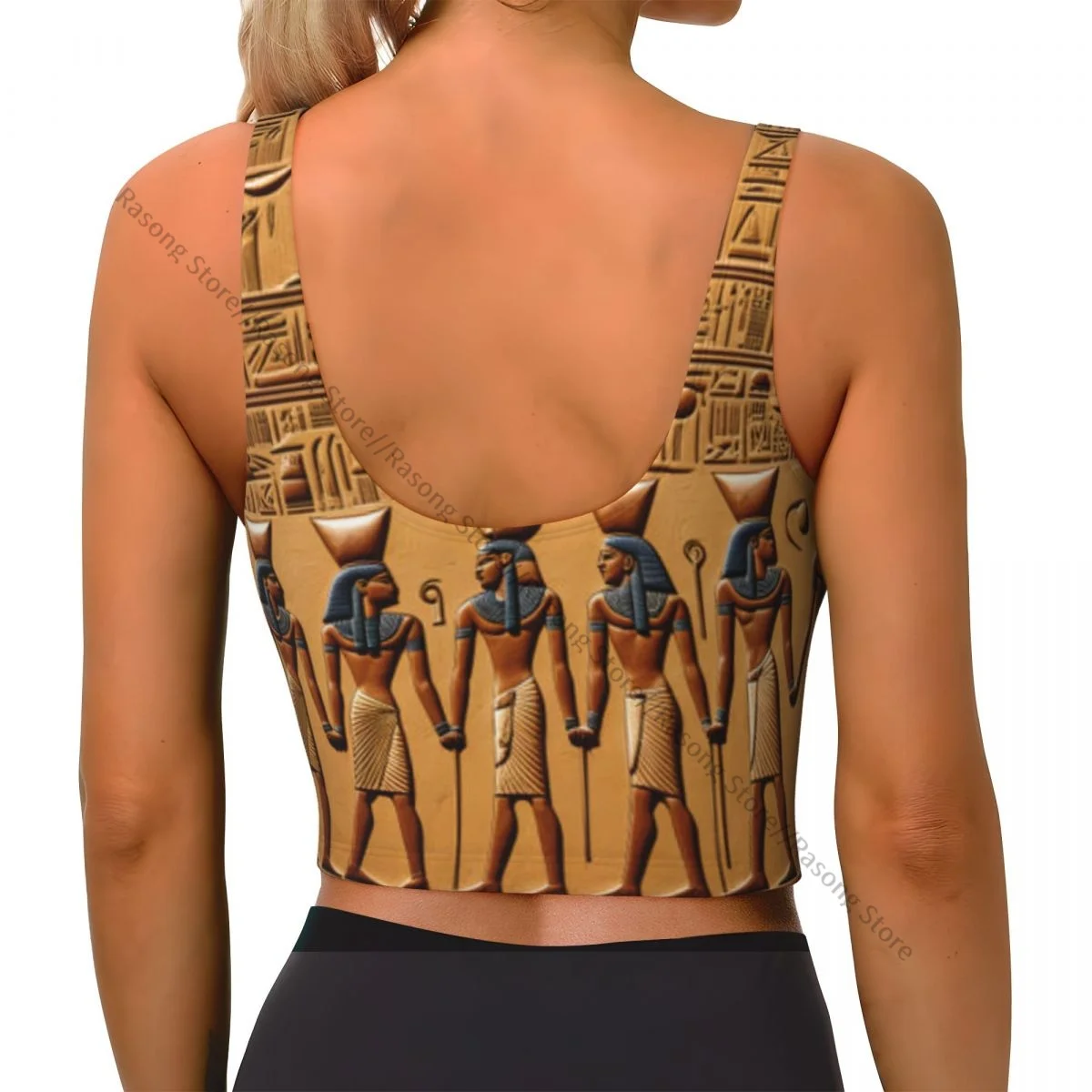 Yoga Vest Women Gym Sports Crop Tops Ancient Peoples Carved In Stone Streetwear Workout Breathable Tank Top Female