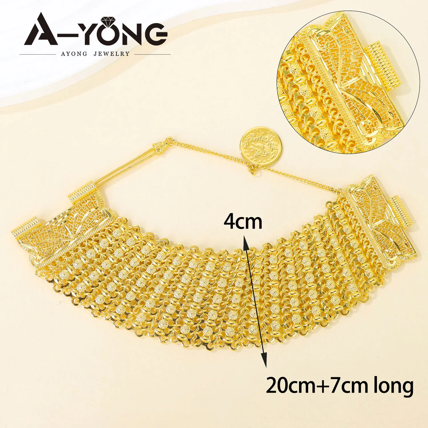 Algerien Braut Hochzeit Armband 21k vergoldet Dubai Mode Armband Handketten Arabisch Nigeria Frauen Täglich Party Schmuck – Detail 4