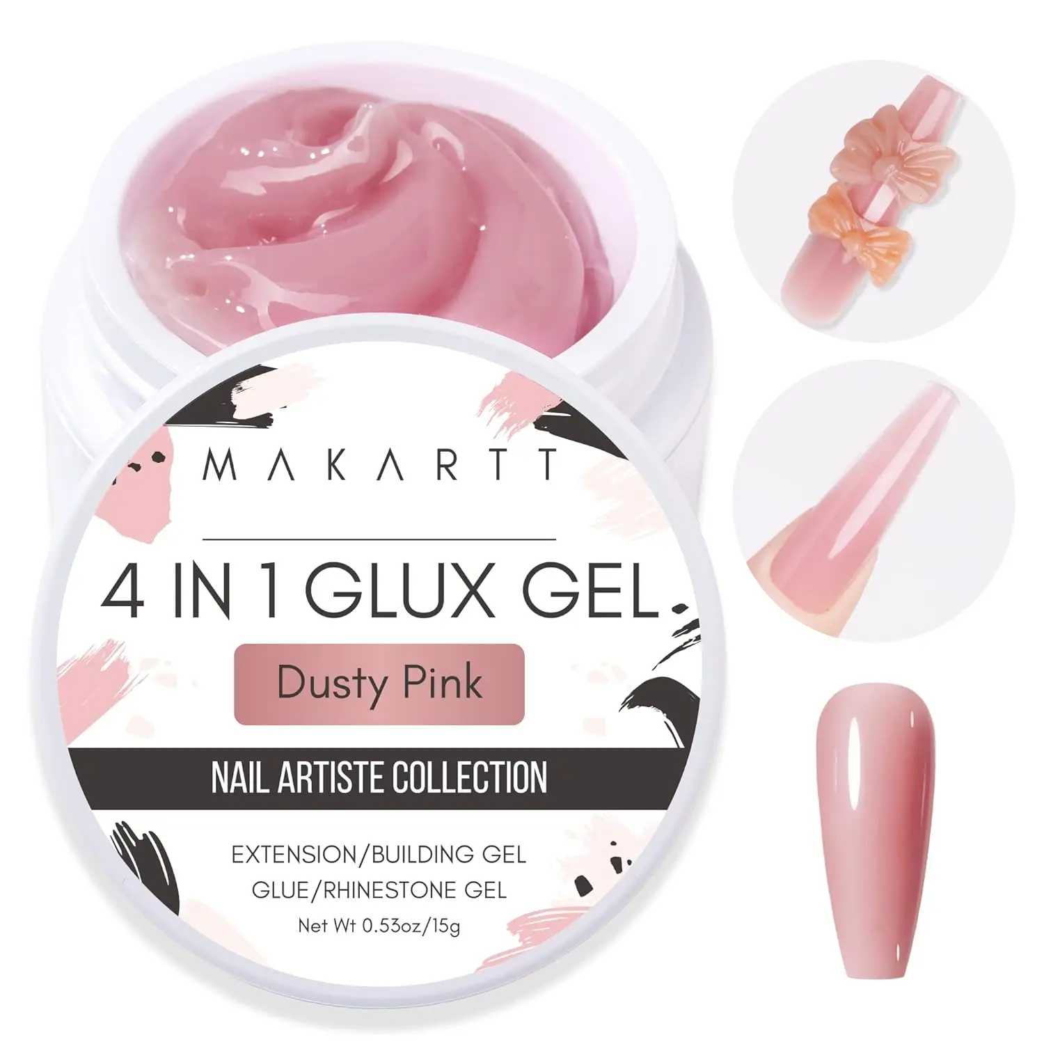 MAKARTT-ネイルエクステンションジェル,アクリルネイル用UV接着剤,15ml, 4 in 1